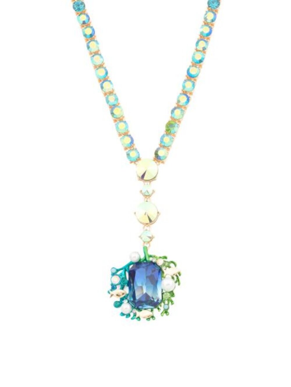 BETSEY JOHNSON Mermaid Jewels Crystal Y Neck Necklace